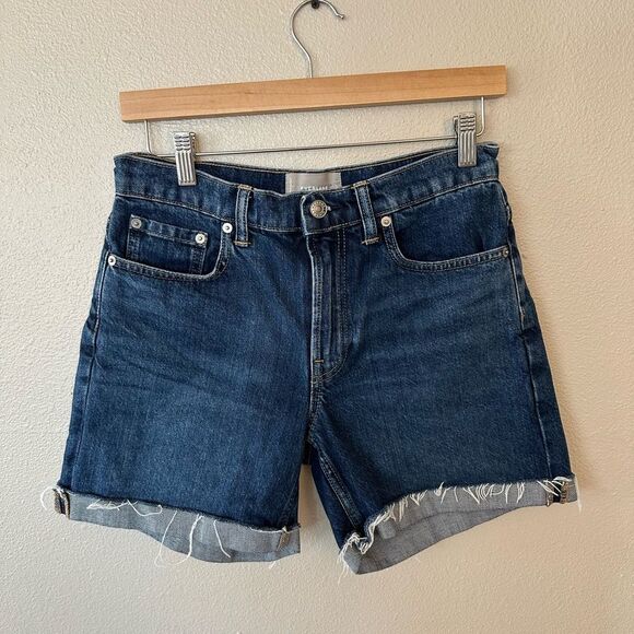 Everlane Relaxed Cuffed Denim Jean Shorts Dark Wash Size 27 - Picture 1 of 6
